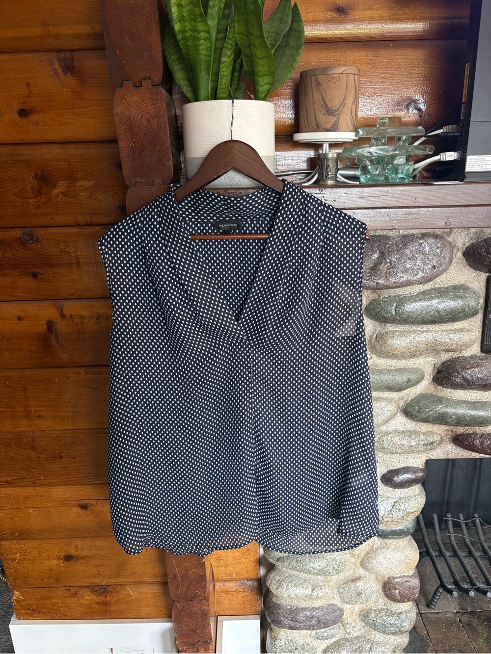 Spense Polka Dot V-Neck Sleeveless Blouse Quiet Luxury Summer Chic